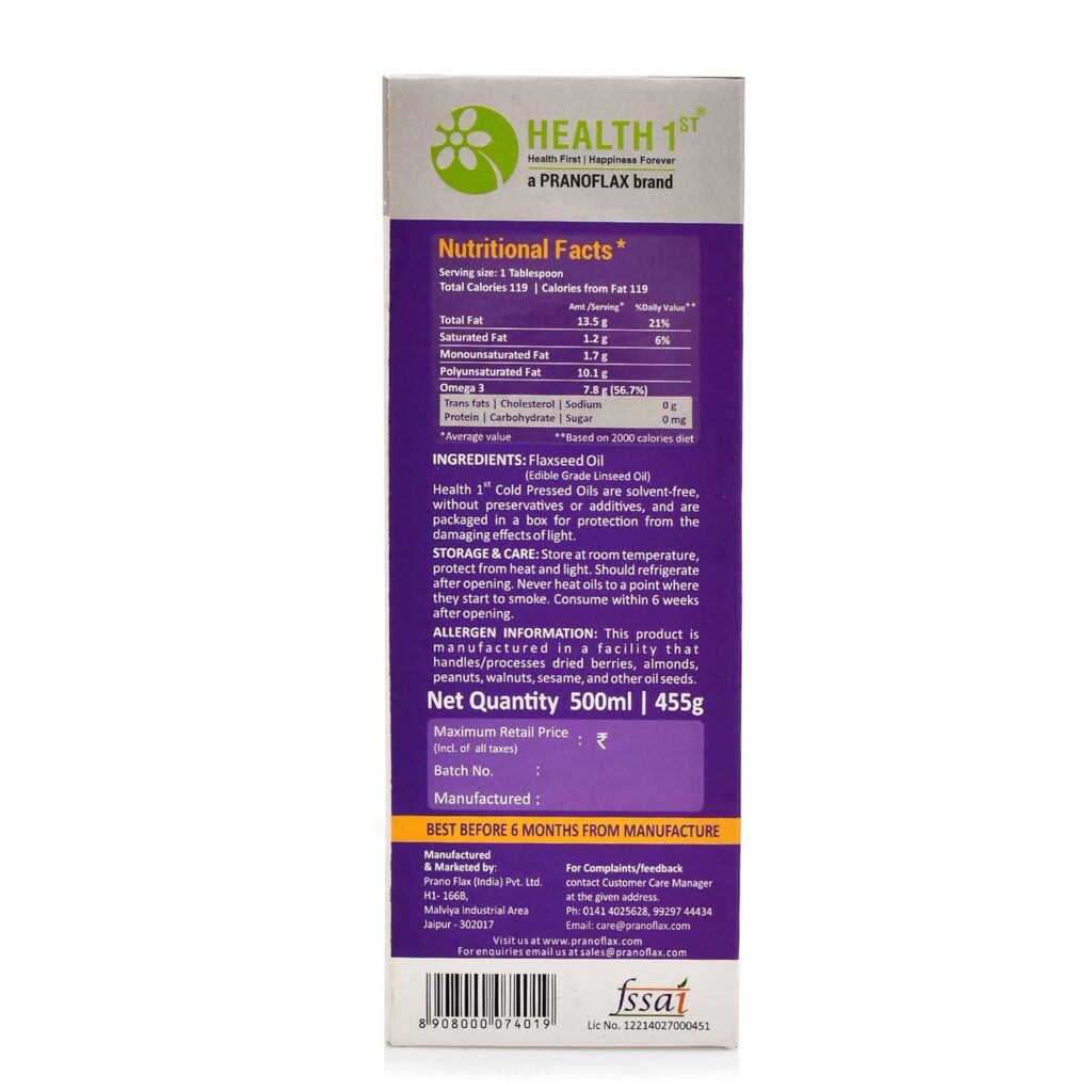 Cold Pressed Flaxseed Oil